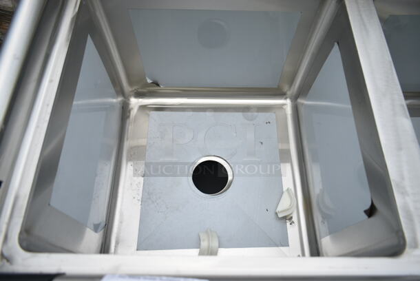 BRAND NEW SCRATCH AND DENT! Regency 600S21818 36" 16-Gauge Stainless Steel Two Compartment Commercial Utility Sink - 18" x 18" x 14" Bowl. No Legs.  - Image 4 of 5