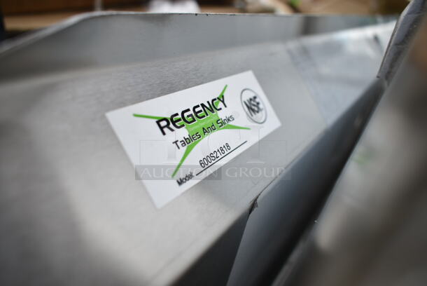 BRAND NEW SCRATCH AND DENT! Regency 600S21818 36" 16-Gauge Stainless Steel Two Compartment Commercial Utility Sink - 18" x 18" x 14" Bowl. No Legs.  - Image 5 of 5