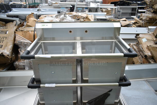 BRAND NEW SCRATCH AND DENT! Regency 600S21818 36" 16-Gauge Stainless Steel Two Compartment Commercial Utility Sink - 18" x 18" x 14" Bowl. No Legs.  - Image 2 of 5