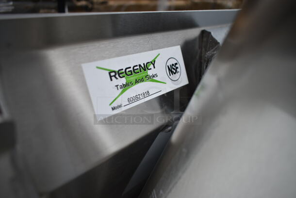 BRAND NEW SCRATCH AND DENT! Regency 600S21818 36" 16-Gauge Stainless Steel Two Compartment Commercial Utility Sink - 18" x 18" x 14" Bowl. No Legs.  - Image 5 of 5