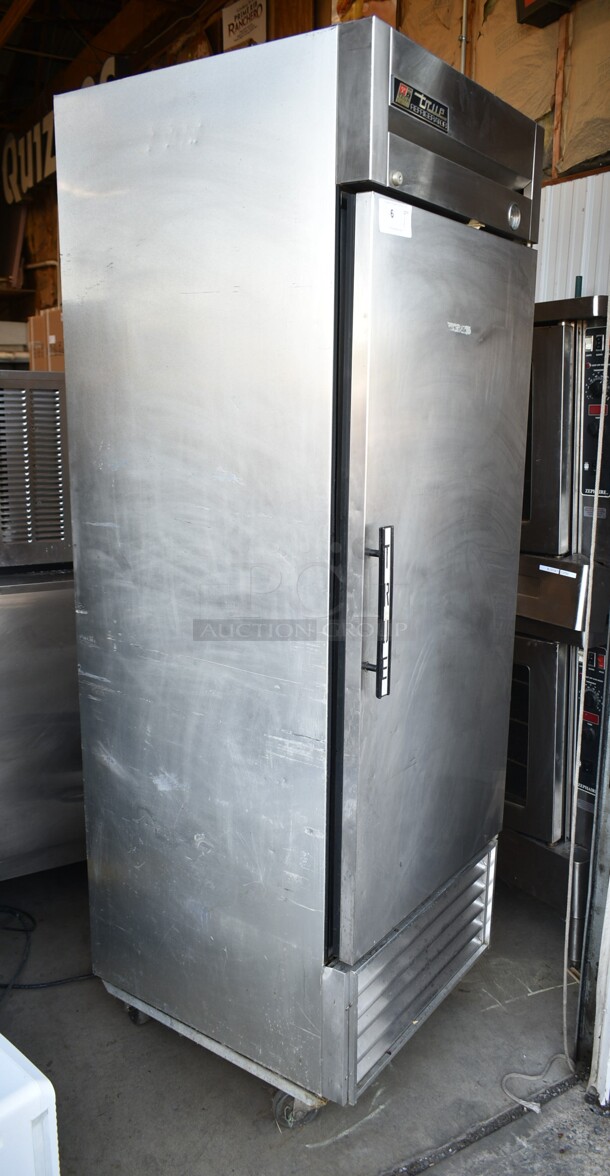 True T-23 Stainless Steel Commercial Single Door Reach In Cooler w/ Poly Coated Racks on Commercial Casters. 115 Volts, 1 Phase. Tested and Working! - Image 2 of 5
