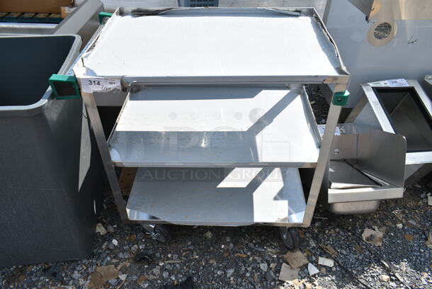 BRAND NEW SCRATCH AND DENT! Regency 600CT1931WD 19" x 31" Three Shelf 18 Gauge 430 Stainless Steel Utility Cart - Fully Welded - Image 2 of 5