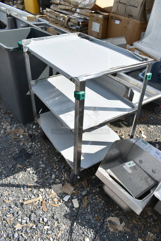 BRAND NEW SCRATCH AND DENT! Regency 600CT1931WD 19" x 31" Three Shelf 18 Gauge 430 Stainless Steel Utility Cart - Fully Welded - Image 3 of 5