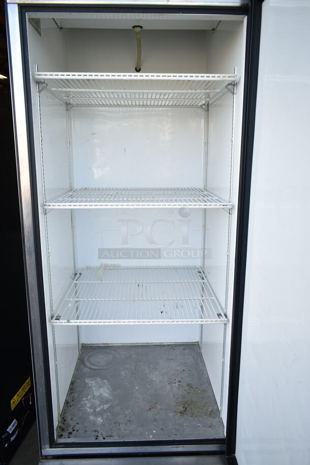 True T-23 Stainless Steel Commercial Single Door Reach In Cooler w/ Poly Coated Racks on Commercial Casters. 115 Volts, 1 Phase. Tested and Working! - Image 4 of 5