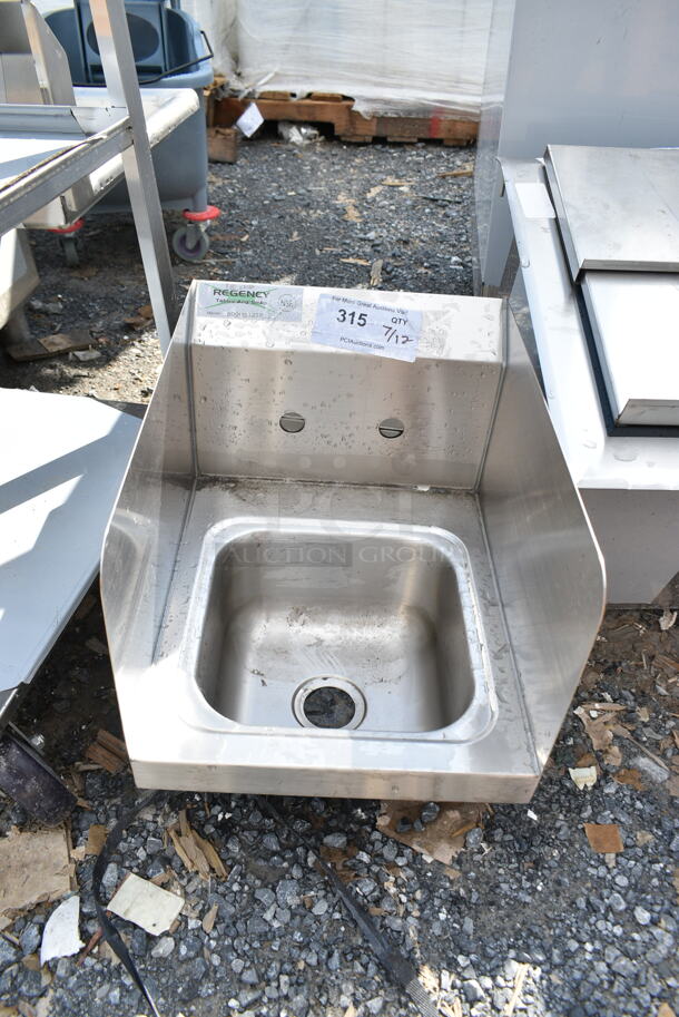BRAND NEW SCRATCH AND DENT! Regency 600HS12SP 12" x 16" Wall Mounted Hand Sink with Side Splash. No Faucet. - Image 2 of 4