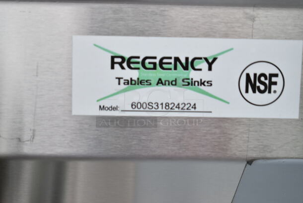 BRAND NEW SCRATCH AND DENT! Regency 600S31824224 Stainless Steel Commercial 3 Bay Sink w/ Dual Drain Boards. No Legs. Bays 18x23x14. Drain Boards 22.5x25.5 - Image 6 of 6