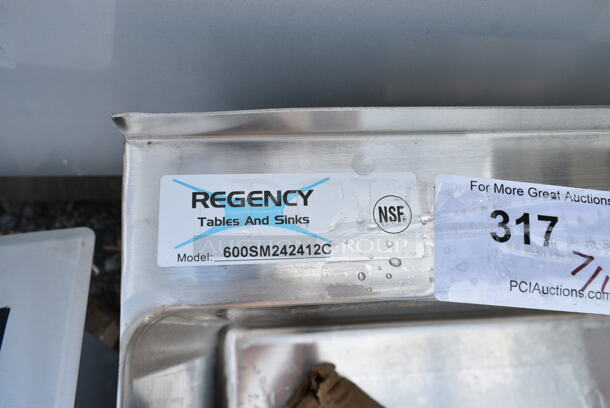 BRAND NEW SCRATCH AND DENT! Regency 600SM242412C 16-Gauge Stainless Steel One Compartment Corner Mop Sink with Notched Front - 24" x 24" x 12" Bowl - Image 6 of 6
