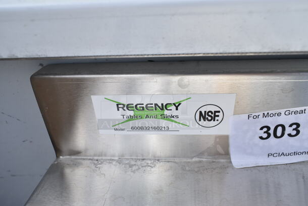 BRAND NEW SCRATCH AND DENT! Regency 600B32160213 Stainless Steel 3 Bowl Underbar Sink with Two Drainboards - 60" x 21" - Image 7 of 7