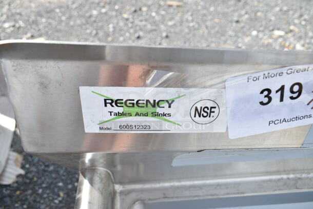 BRAND NEW SCRATCH AND DENT! Regency 600S12323 28" 16-Gauge Stainless Steel One Compartment Commercial Sink with Stainless Steel Legs, Cross Bracing, and without Drainboards - 23" x 23" x 12" Bow. No Legs.  - Image 6 of 6