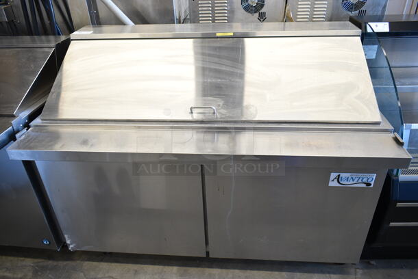 Avantco 178SSPT60MHC Stainless Steel Commercial Sandwich Salad Prep Table Bain Marie Mega Top on Commercial Casters. 115 Volts, 1 Phase. Tested and Powers On But Does Not Get Cold - Image 1 of 6