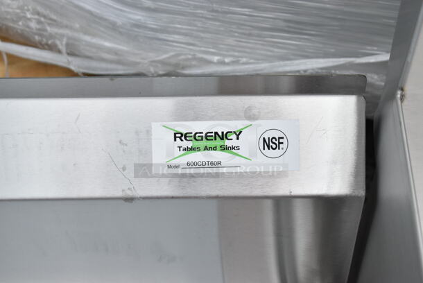 BRAND NEW SCRATCH AND DENT! Regency 600CDT60R Stainless Steel 16 Gauge 5' Clean Side Right Side Dish Table  - Image 4 of 4