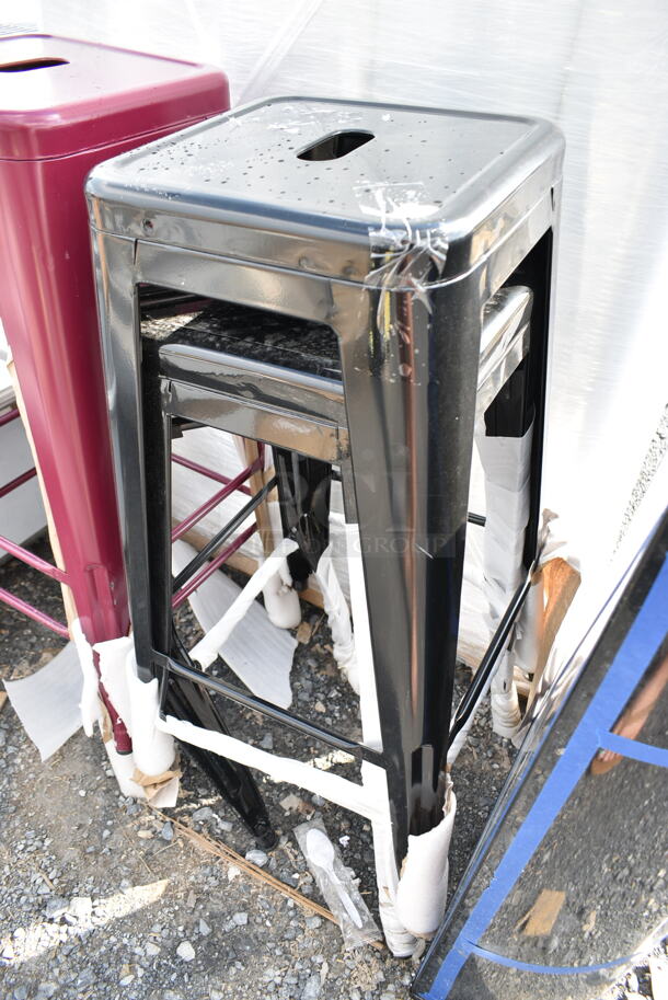 4 BRAND NEW SCRATCH AND DENT! Lancaster Table & Seating Bar Height Bar Stools; 2 Maroon and 2 Black. 4 Times Your Bid! - Image 5 of 7