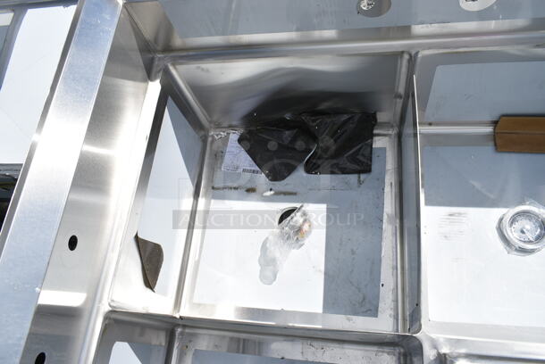 BRAND NEW SCRATCH AND DENT! Regency 600S3242424C Stainless Steel Commercial 3 Bay L Shaped Sink w/ Left Side Drain Board. No Legs. Bays 24x24. Drain Boards 22x26 - Image 5 of 7