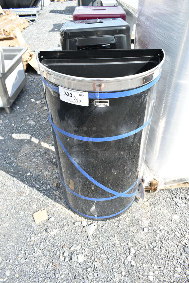 BRAND NEW SCRATCH AND DENT! Rubbermaid Black Metal Trash Can Shell. - Image 1 of 6