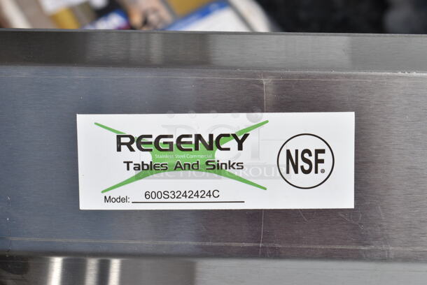 BRAND NEW SCRATCH AND DENT! Regency 600S3242424C Stainless Steel Commercial 3 Bay L Shaped Sink w/ Left Side Drain Board. No Legs. Bays 24x24. Drain Boards 22x26 - Image 7 of 7