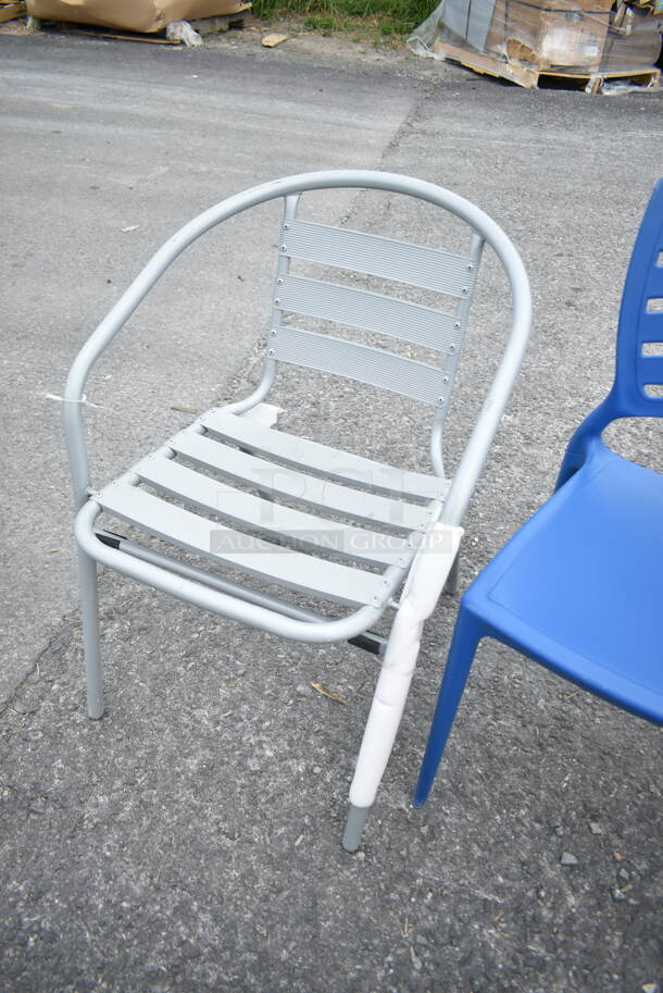 5 BRAND NEW SCRATCH AND DENT! Dining Height Chairs; Yellow Tolix Style, Metal Frame, Blue Folding, Blue Poly and Metal Arm Chair. 5 Times Your Bid! - Image 5 of 7