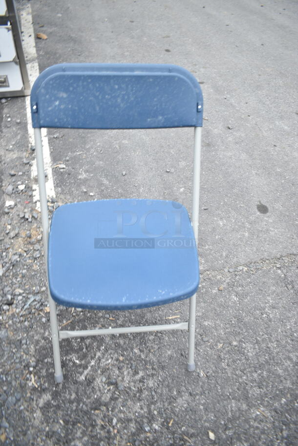 5 BRAND NEW SCRATCH AND DENT! Dining Height Chairs; Yellow Tolix Style, Metal Frame, Blue Folding, Blue Poly and Metal Arm Chair. 5 Times Your Bid! - Image 6 of 7