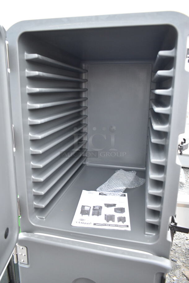 BRAND NEW SCRATCH AND DENT! Cambro 1826DTC 1826DTC615 Camcarts® Charcoal Gray Insulated Sheet Pan Carrier with Casters - Image 4 of 7
