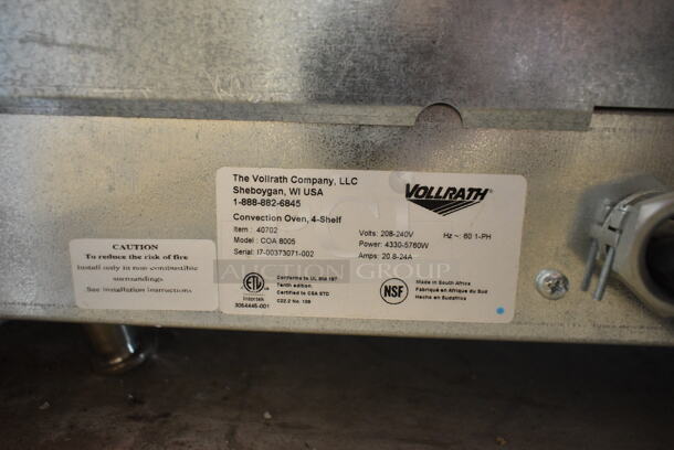 Vollrath COA 8005 40702 Stainless Steel Commercial Countertop Electric Powered Convection Oven. 208-240 Volts, 1 Phase.  - Image 4 of 4