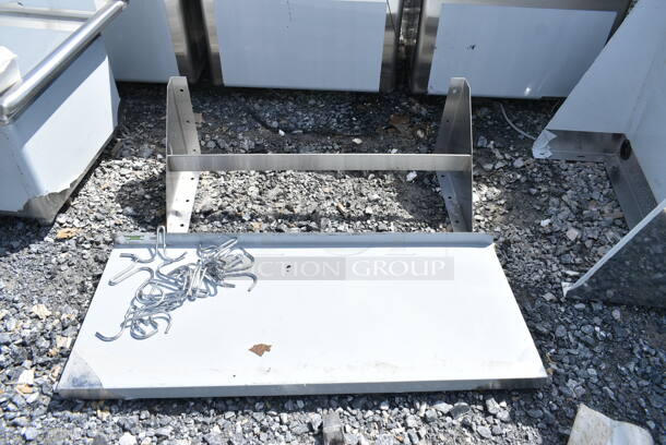 BRAND NEW SCRATCH AND DENT! Regency 600PS1536 15" x 36" Stainless Steel Wall Mounted Pot Rack with Shelf and 18 Galvanized Hooks - Image 2 of 6