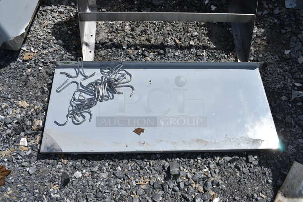 BRAND NEW SCRATCH AND DENT! Regency 600PS1536 15" x 36" Stainless Steel Wall Mounted Pot Rack with Shelf and 18 Galvanized Hooks - Image 3 of 6