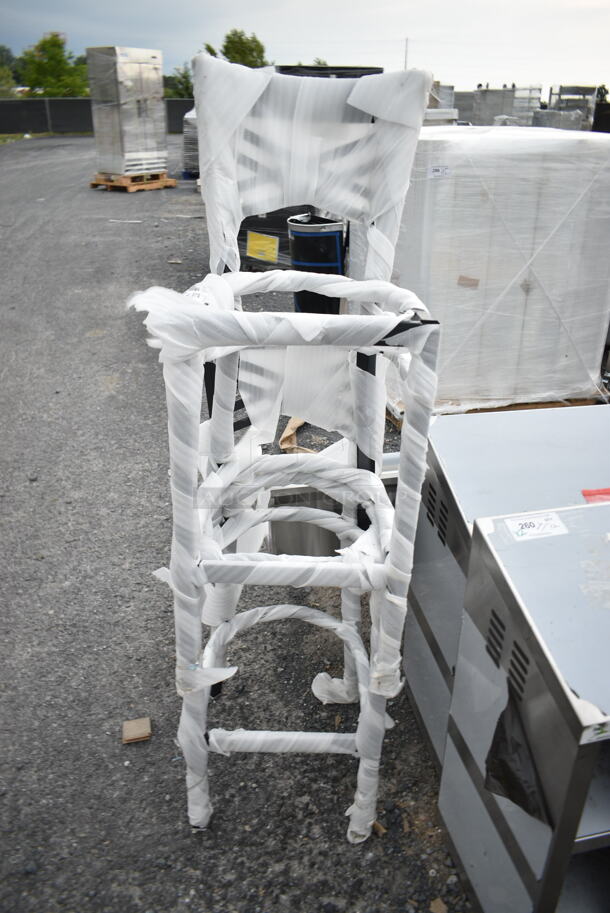 2 BRAND NEW SCRATCH AND DENT! Lancaster Table & Seating 164CROSSFR Black Metal Bar Height Cross Back Chair Frames. 2 Times Your Bid! - Image 2 of 3