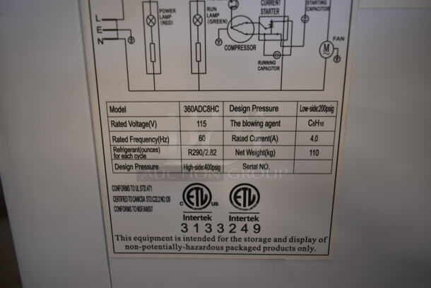 Avantco 360ADC8HC Metal Freezer Merchandiser on Commercial Casters. 115 Volts, 1 Phase. Tested and Working! - Image 5 of 5