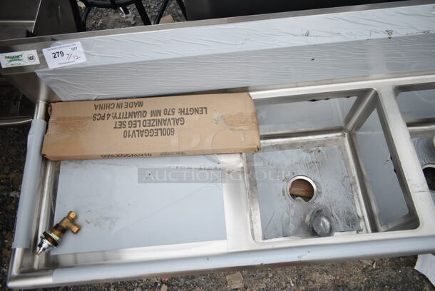 BRAND NEW SCRATCH AND DENT! Regency 60031717224 Stainless Steel Commercial 3 Bay Sink w/ Dual Drain Boards. Bays 7x7x11.5. Drain Boards 22x18.5 - Image 5 of 9
