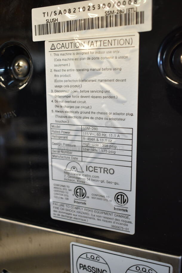 Icetro Stainless Steel Commercial Countertop Slushie Machine w/ 2 Hoppers. No Lids. 115 Volts, 1 Phase. Tested and Working! - Image 6 of 6