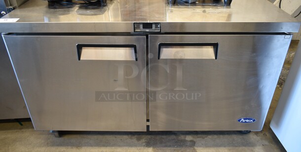 2017 Atosa MGF8407 Stainless Steel Commercial 2 Door Undercounter Freezer on Commercial Casters. 115 Volts, 1 Phase. Tested and Does Not Power On - Image 1 of 5