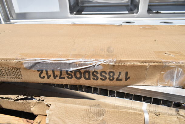 2 BRAND NEW SCRATCH AND DENT! Avantco 178SSDOS7112 Stainless Steel Double Deck Overshelf - 12" x 70 3/8" and 2 Walls for Pan Rack. 2 Times Your Bid!  - Image 2 of 3