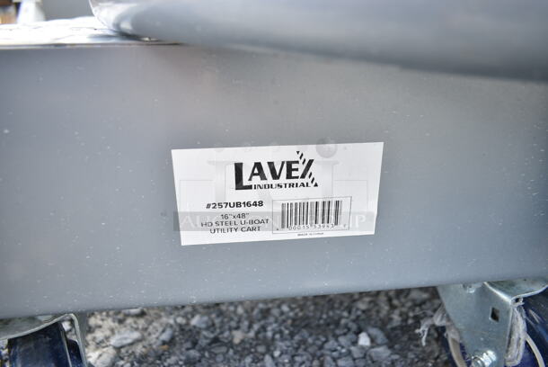 BRAND NEW SCRATCH AND DENT! Lavex 257UB1648 16" x 48" Heavy-Duty Steel U-Boat Utility Cart - 2000 lb. Capacity - Image 5 of 5