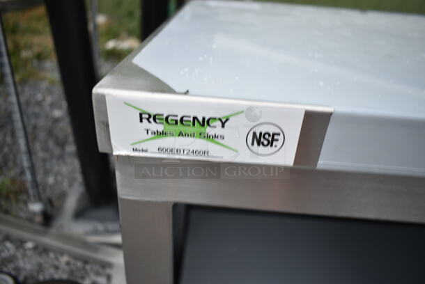 BRAND NEW SCRATCH AND DENT! Regency 600EBT2460R 24" x 60" 16 Gauge Type 304 Stainless Steel Enclosed Base Sliding Door Table with Drawers - Image 6 of 6