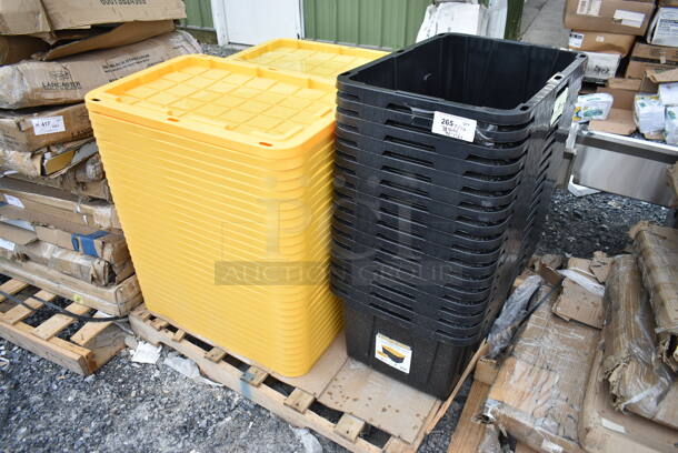 30 BRAND NEW SCRATCH AND DENT! Tough Box 270BLKYW 27 Gallon Black Storage Tote with Yellow Lid. 30 Times Your Bid! - Image 2 of 9