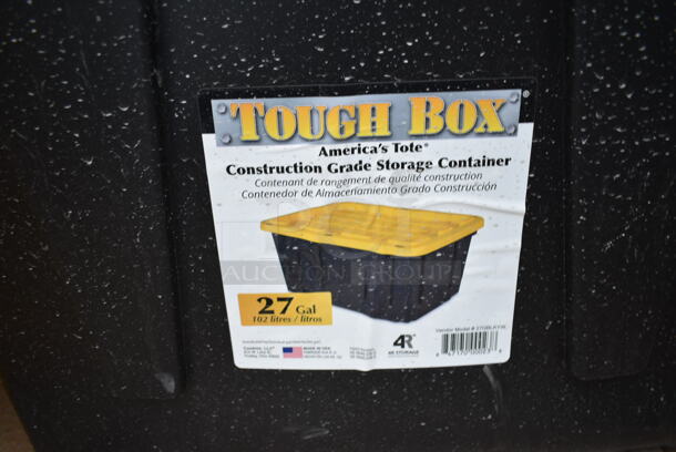 30 BRAND NEW SCRATCH AND DENT! Tough Box 270BLKYW 27 Gallon Black Storage Tote with Yellow Lid. 30 Times Your Bid! - Image 5 of 9