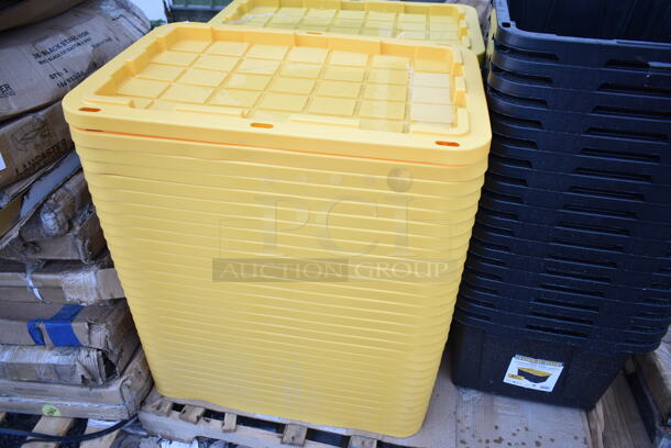 30 BRAND NEW SCRATCH AND DENT! Tough Box 270BLKYW 27 Gallon Black Storage Tote with Yellow Lid. 30 Times Your Bid! - Image 7 of 9