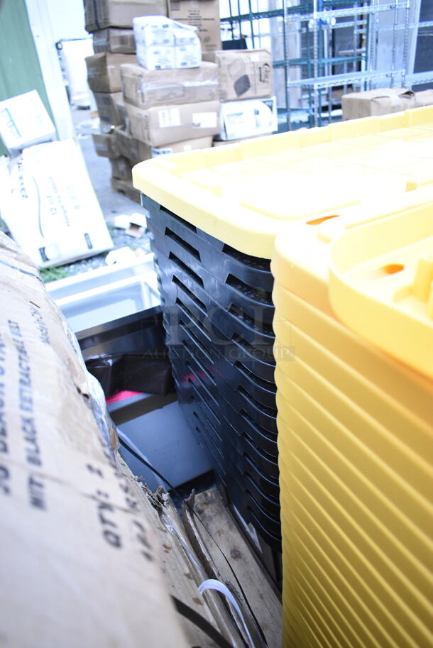 30 BRAND NEW SCRATCH AND DENT! Tough Box 270BLKYW 27 Gallon Black Storage Tote with Yellow Lid. 30 Times Your Bid! - Image 9 of 9
