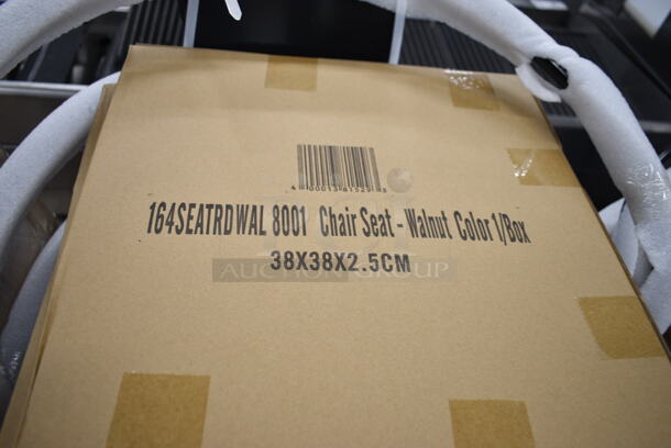 10 BRAND NEW SCRATCH AND DENT! Lancaster Table & Seating 164CMARMBLK Alloy Series Onyx Black Outdoor Arm Chair w/ 8 164SEATRDWAL8001 Walnut Color Chair Seat. 10 Times Your Bid! - Image 5 of 6