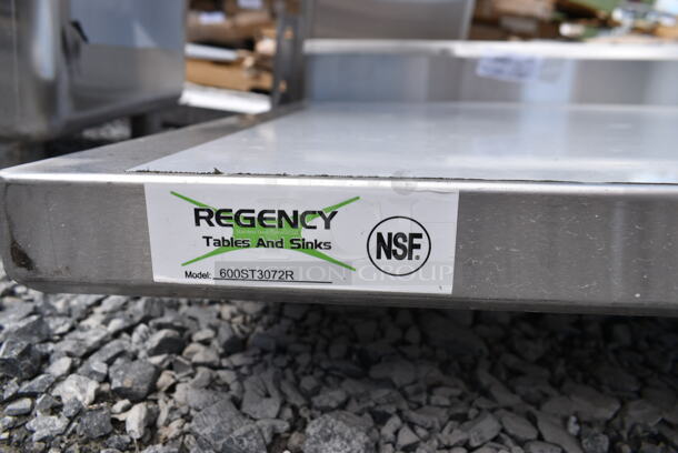 BRAND NEW SCRATCH AND DENT! Regency 600ST3072R 30" x 72" 16 Gauge Stainless Steel Work Table with Sink. No Legs or Under Shelf. - Image 7 of 7
