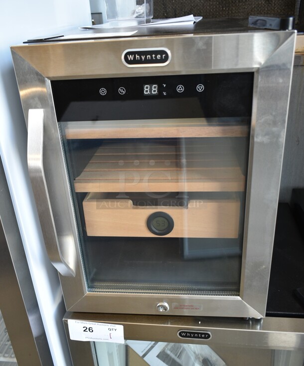 BRAND NEW SCRATCH AND DENT! Whynter CHC-123DS 1.2 cu. ft. Stainless Steel Digital Control and Display Cigar Humidor with Spanish Cedar Shelves. 115 Volt, 1 Phase. Tested and Working! - Image 2 of 6