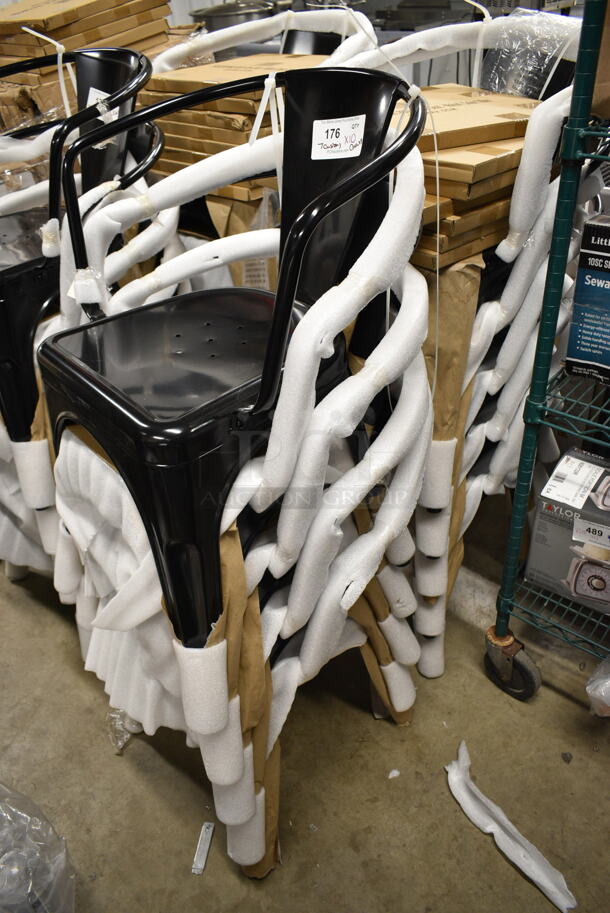 10 BRAND NEW SCRATCH AND DENT! Lancaster Table & Seating 164CMARMBLK Alloy Series Onyx Black Outdoor Arm Chair w/ 7 164SEATRDWAL8001 Walnut Color Chair Seat. 10 Times Your Bid! - Image 2 of 6