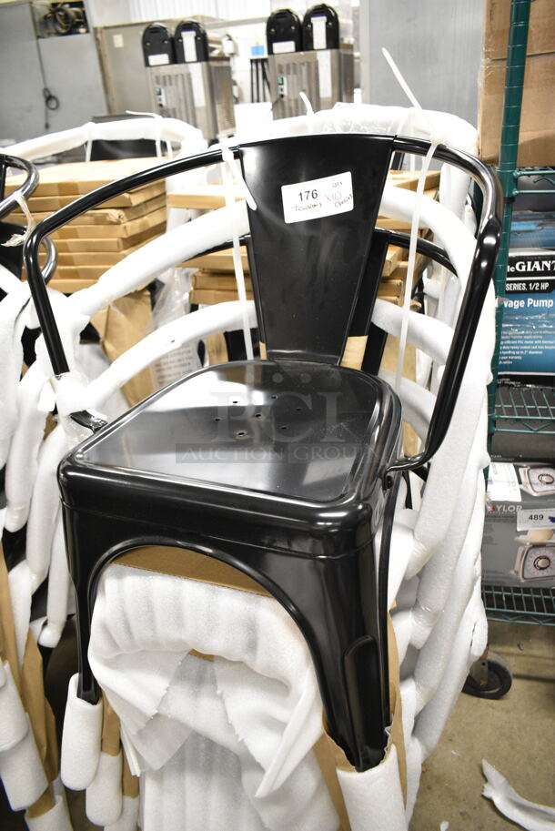 10 BRAND NEW SCRATCH AND DENT! Lancaster Table & Seating 164CMARMBLK Alloy Series Onyx Black Outdoor Arm Chair w/ 7 164SEATRDWAL8001 Walnut Color Chair Seat. 10 Times Your Bid! - Image 3 of 6