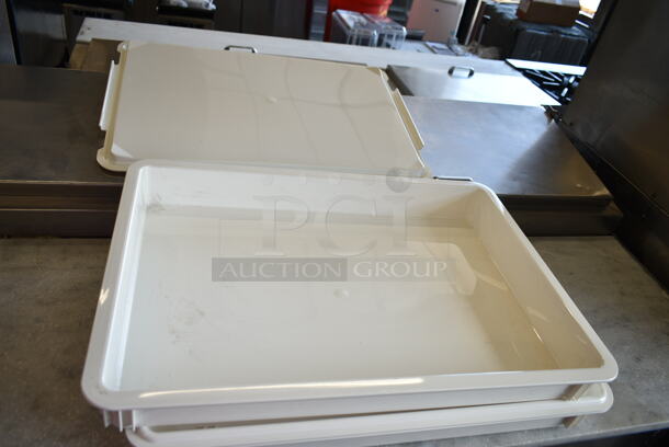 2 BRAND NEW! Cambro DB18263CW148 Camwear 18" x 26" x 3" White Polycarbonate Pizza Dough Proofing Box w/ 2 214DBC1826CW Lids. 2 Times Your Bid! - Image 4 of 6