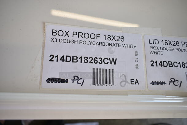 2 BRAND NEW! Cambro DB18263CW148 Camwear 18" x 26" x 3" White Polycarbonate Pizza Dough Proofing Box w/ 2 214DBC1826CW Lids. 2 Times Your Bid! - Image 5 of 6