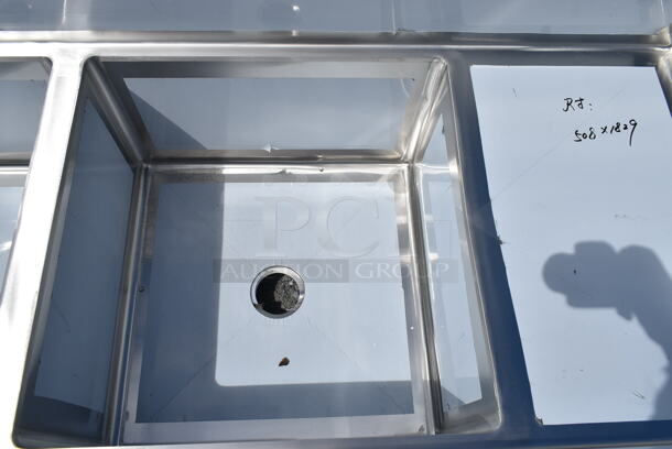 BRAND NEW SCRATCH AND DENT! Regency Spec Line Stainless Steel 3 Bay Sink w/ Dual Drain Boards. No Legs.  - Image 4 of 8