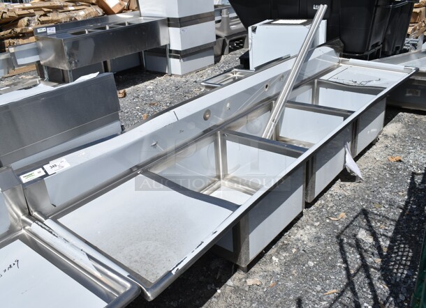 BRAND NEW SCRATCH AND DENT! Regency 600S32424224 Stainless Steel 87" 2 Bay Sink w/ Dual Drain Boards. Bays 24x24x13. Drain Boards 16.5x25.5 No Legs. - Image 2 of 11
