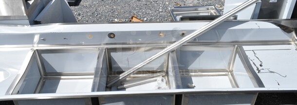 BRAND NEW SCRATCH AND DENT! Regency 600S32424224 Stainless Steel 87" 2 Bay Sink w/ Dual Drain Boards. Bays 24x24x13. Drain Boards 16.5x25.5 No Legs. - Image 3 of 11