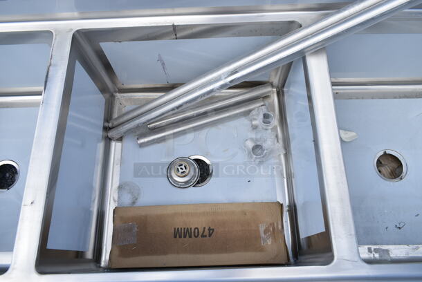 BRAND NEW SCRATCH AND DENT! Regency 600S32424224 Stainless Steel 87" 2 Bay Sink w/ Dual Drain Boards. Bays 24x24x13. Drain Boards 16.5x25.5 No Legs. - Image 6 of 11