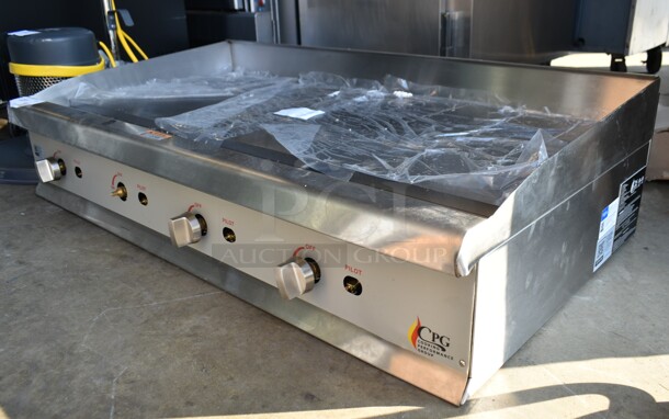 BRAND NEW SCRATCH AND DENT! 2023 Cooking Performance Group CPG 351GMCPG48NL Stainless Steel Commercial Countertop Natural Gas Powered Flat Top Griddle. 120,000 BTU.  - Image 4 of 6