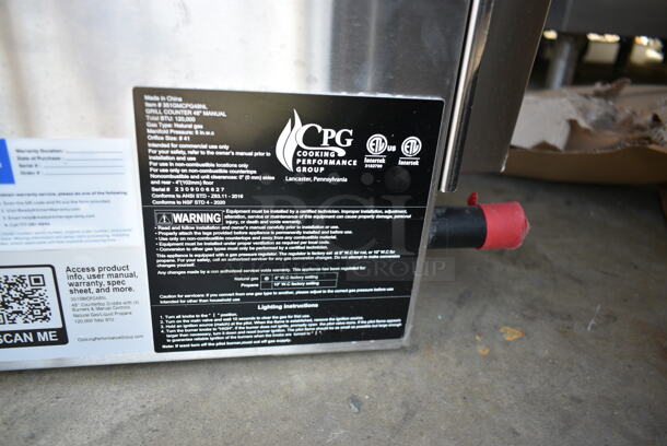 BRAND NEW SCRATCH AND DENT! 2023 Cooking Performance Group CPG 351GMCPG48NL Stainless Steel Commercial Countertop Natural Gas Powered Flat Top Griddle. 120,000 BTU.  - Image 6 of 6